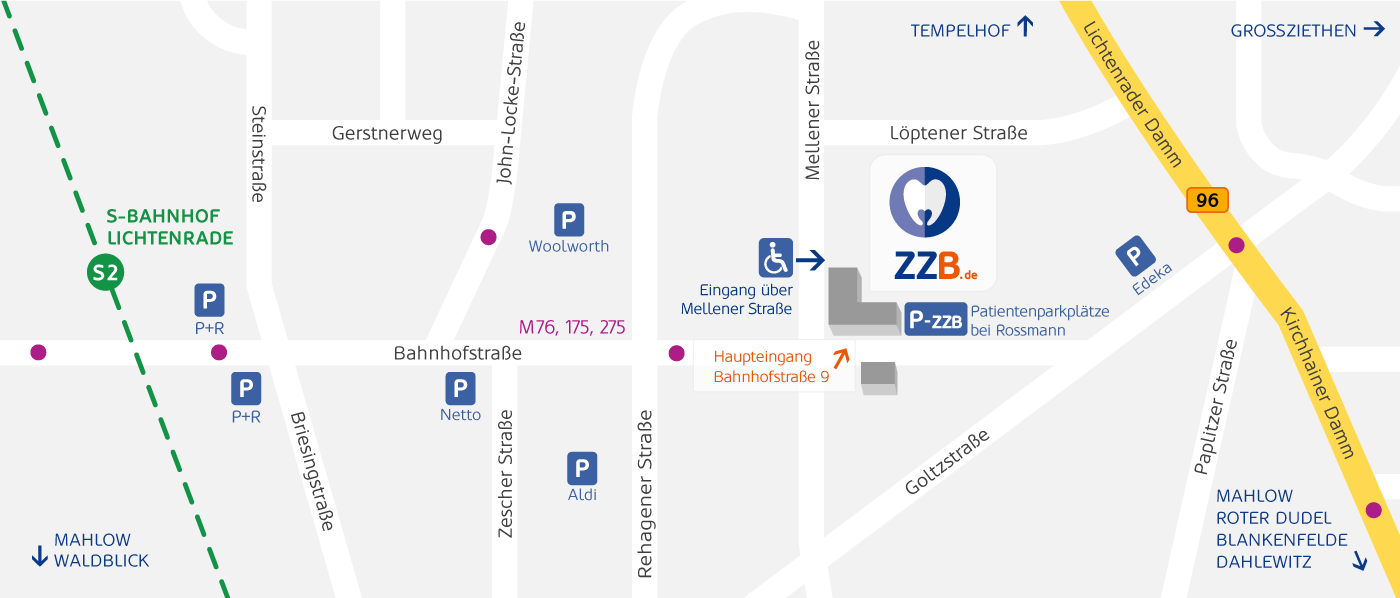 anfahrt zzb zahnarzt berlin
